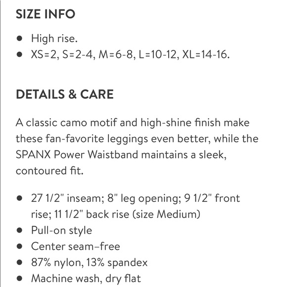 Faux Leather Camo Leggings
SPANX® Size M - Picture 10 of 13